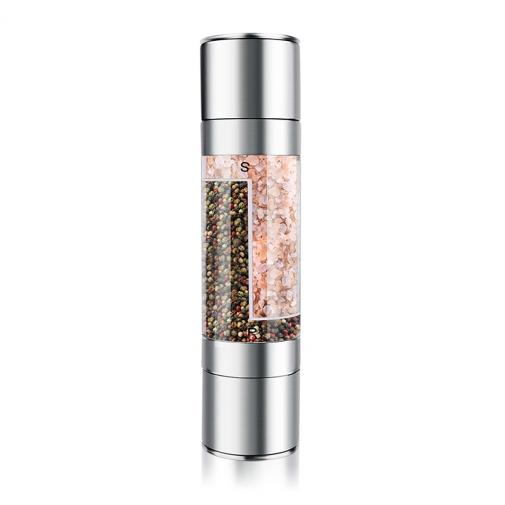 Salt and Pepper Grinder - 2 in 1 Manual Stainless Steel Mill Herb Spice Shakers