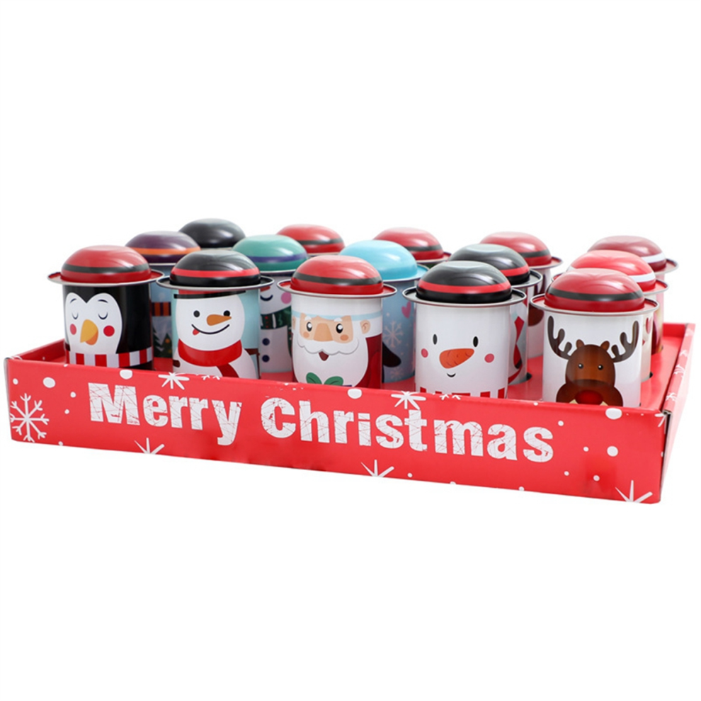15Pcs Christmas Little Hat Tin Candy Can Box Gifts Small Gift Old Man Children's