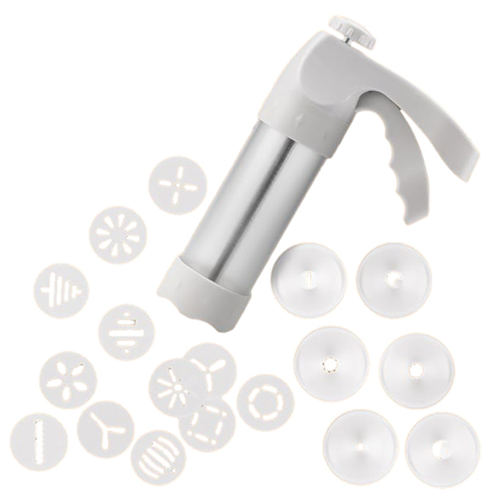 Cookie Kit for DIY Biscuit Maker and Decor with 12 Cooking Decorating Discs 6 Funnel Icing Tips