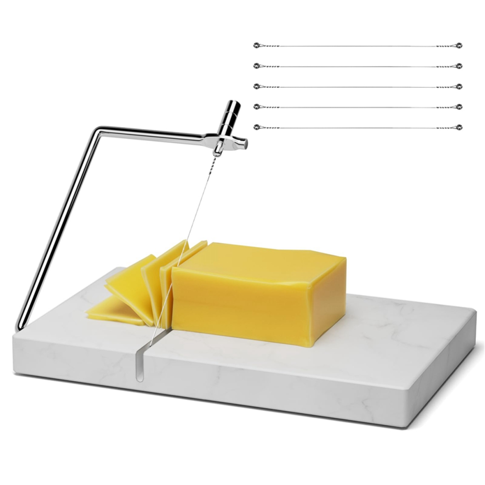 Cheese Slicer Cutter with 5 Replacement Cutting Wire Marble Board for Kitchen Tool