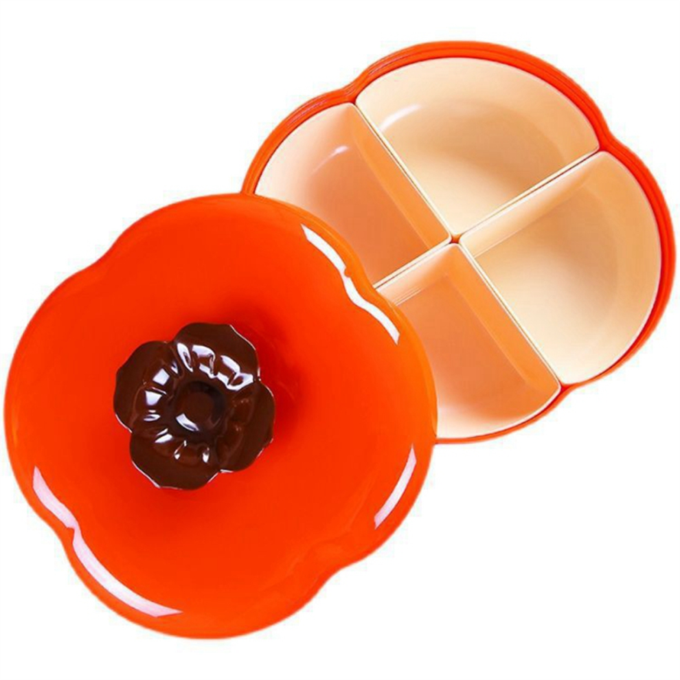 Persimmon Snack Tray,Dried Fruit Tray Candy Dish with Lid Portable Plate