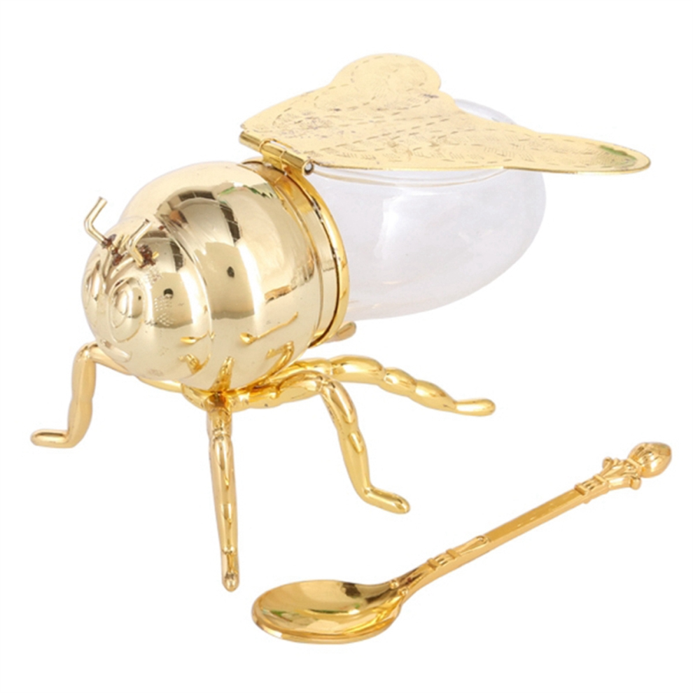 Bee Shape Glass Bottle, High-End Kitchen Seasoning Jar, Sugar Cup (Gold)