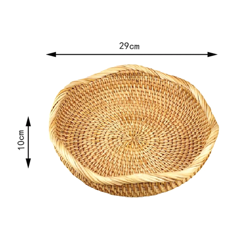 Rattan Round Fruit Baskets Wicker Storage Bowls Woven Serving Basket Decorative for Kitchen Set of 3