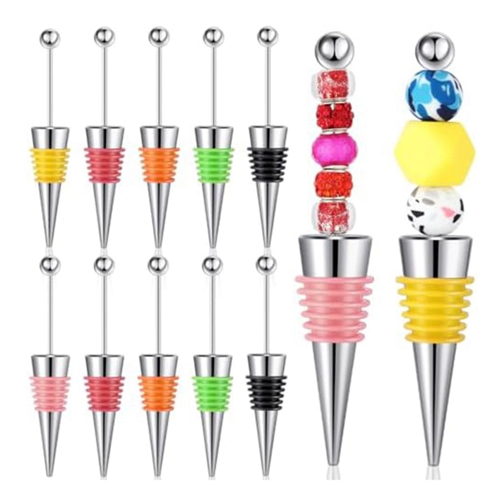12 Pcs Beadable Wine Stoppers for Bottles Saver Bottle Stopper Beverage Gifts Holiday Party Wedding Bar