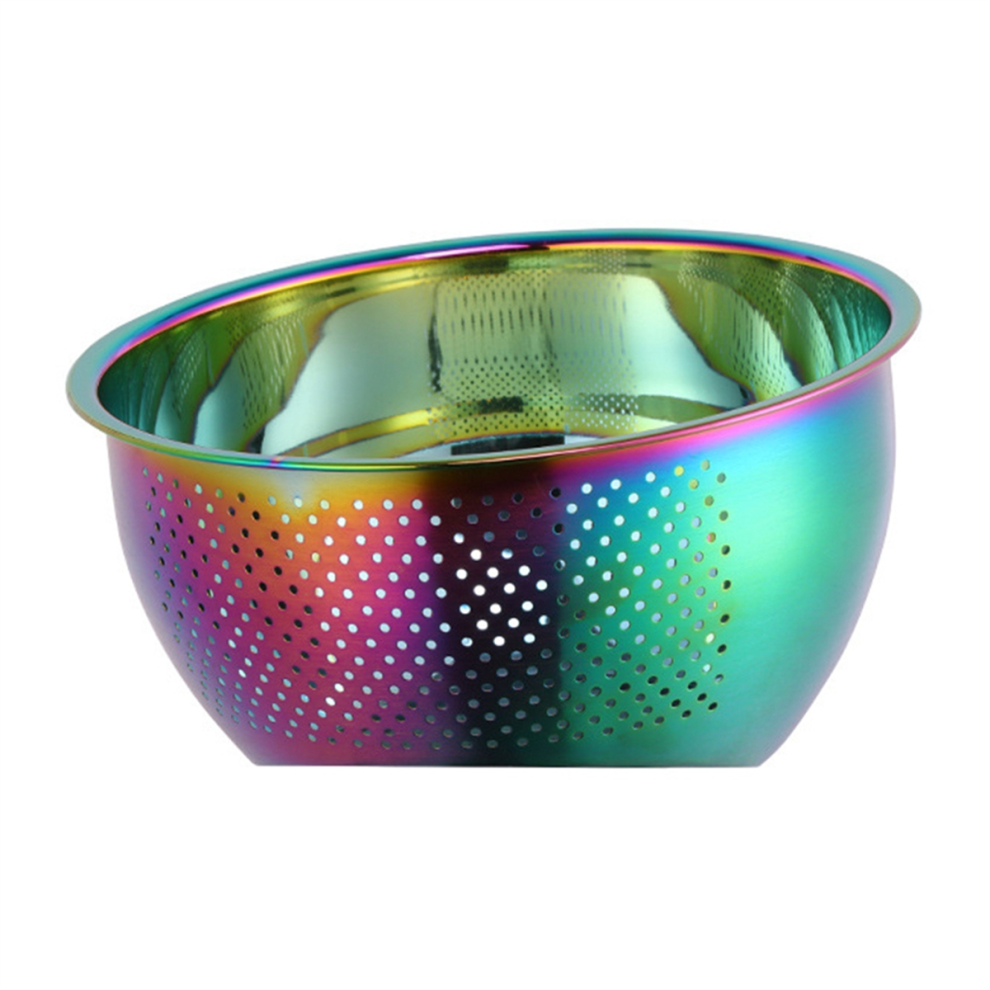 Rice Washing Bowl Stainless Steel Versatile Colander and Kitchen Strainer with Side Drainers for Vegetables