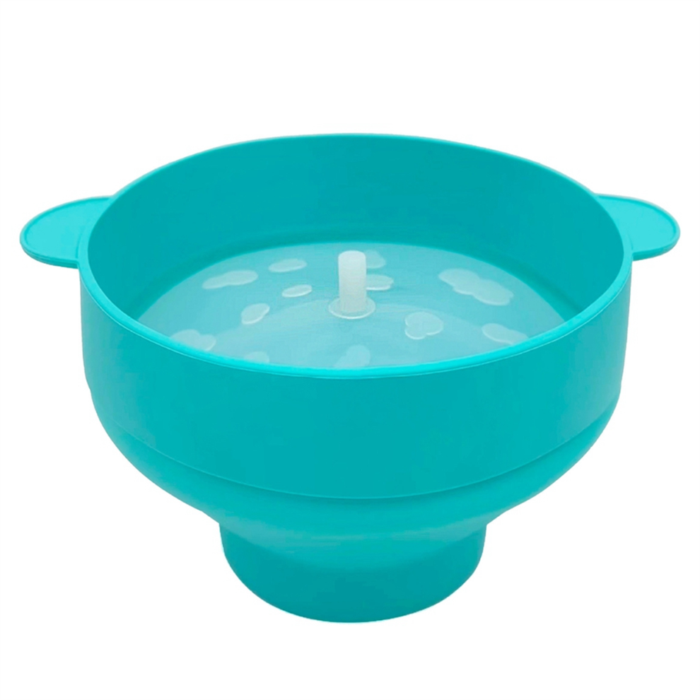 Popcorn Microwave Silicone Foldable Kitchen Easy Tools DIY Bucket Bowl Maker with Lid,Light Blue