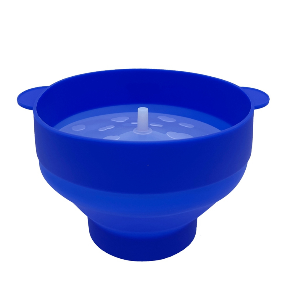 Popcorn Microwave Silicone Foldable Kitchen Easy Tools DIY Bucket Bowl Maker with Lid,Dark Blue