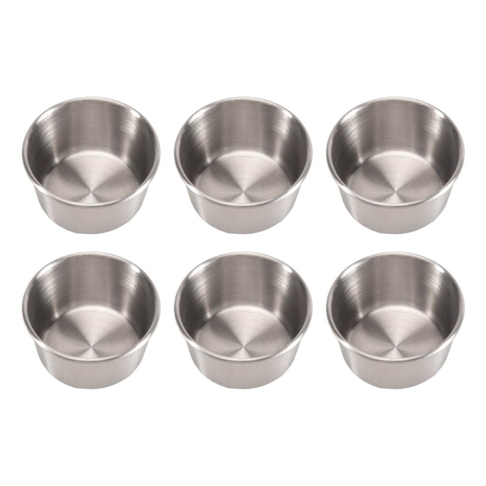 6Pcs 2 Oz Stainless Steel Dipping Sauce Cup, Mini Dip Bowls, Reusable Metal Condiment Cups Ramekins Containers (Silver)