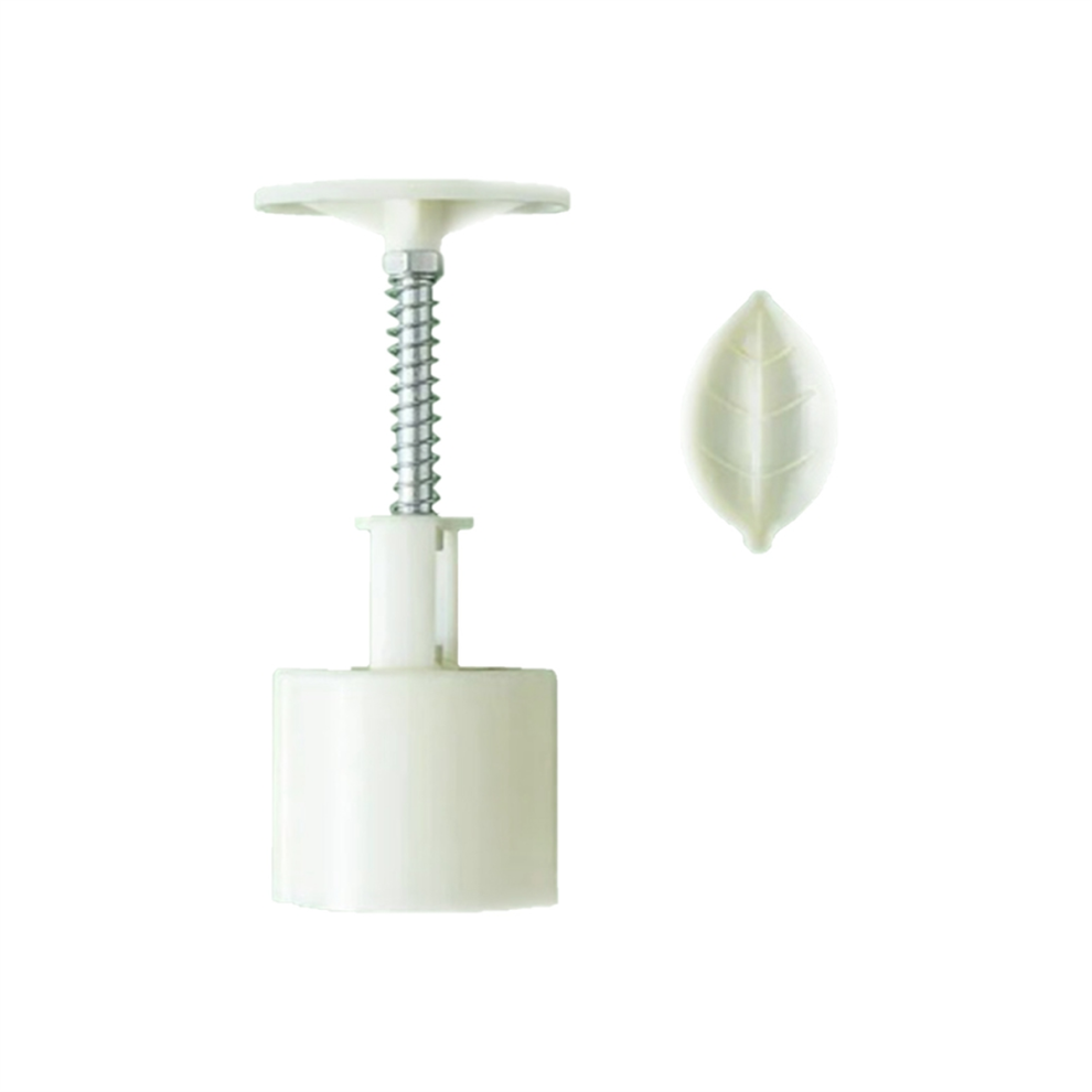 Mooncake Mold Plastic Cookie Cutter with Leaf Stamp Hand Plunger Pastry Reusable Baking Decor Tools