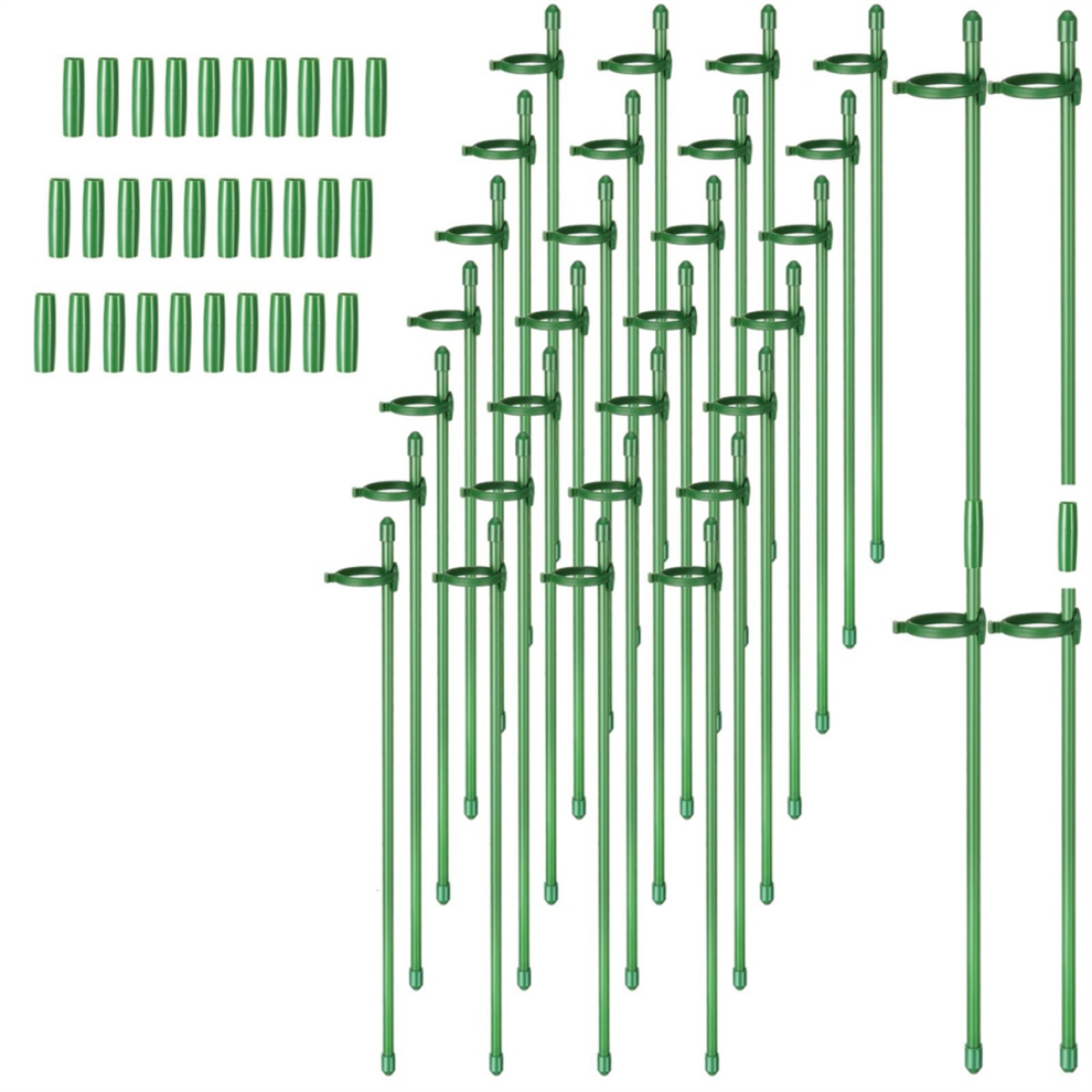 60 Pcs Adjustable Plant Support Stakes Garden Single Stem Stake Cage Rings with Clips