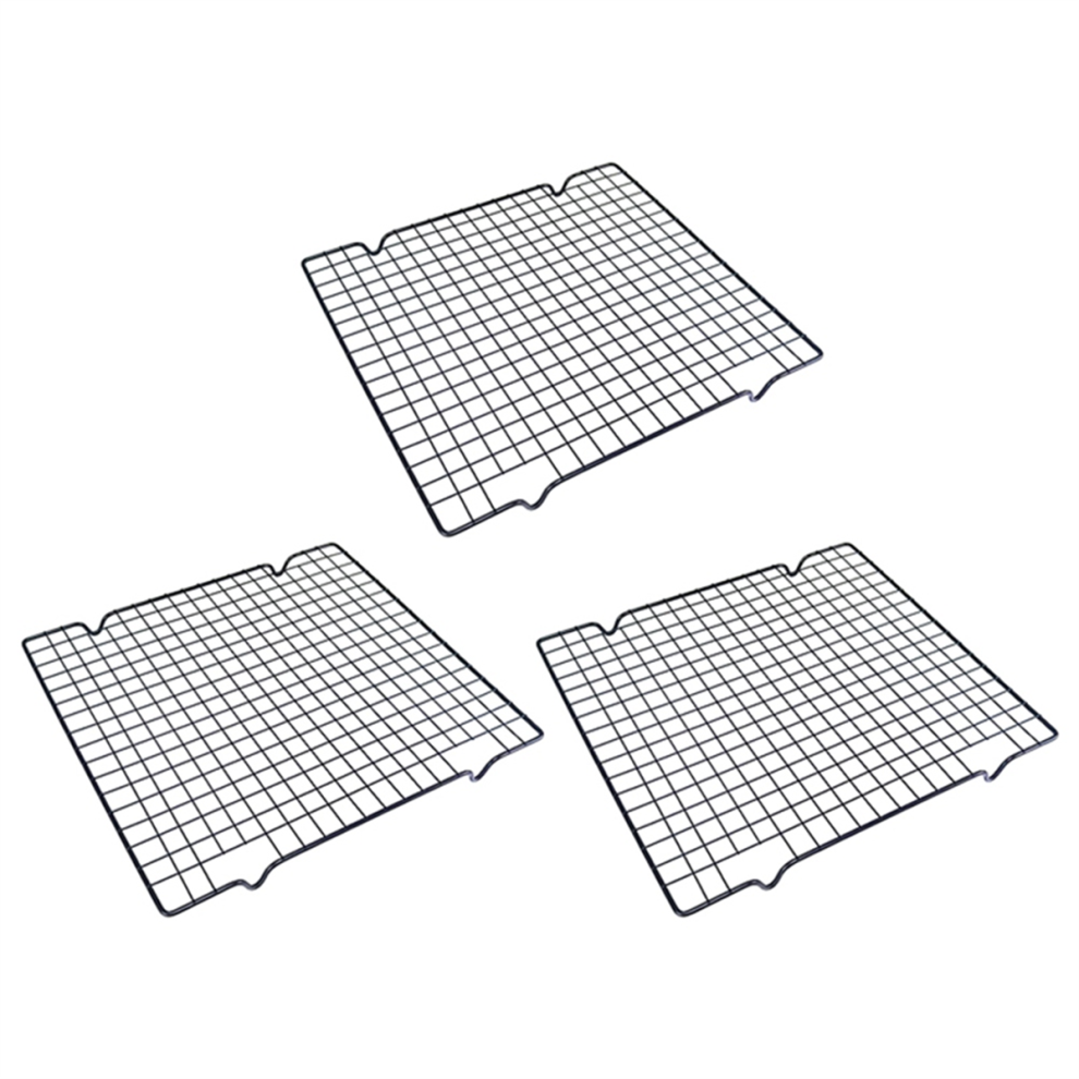 3Pcs Cake Cooling Rack, Black Carbon Steel Bread Drying Net, Baking Tool, Non Stick Tray, Net Rack B