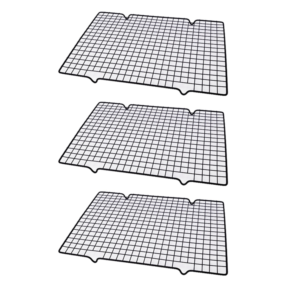 3Pcs Cake Cooling Rack, Black Carbon Steel Bread Drying Net, Baking Tool, Non Stick Tray, Net Rack A