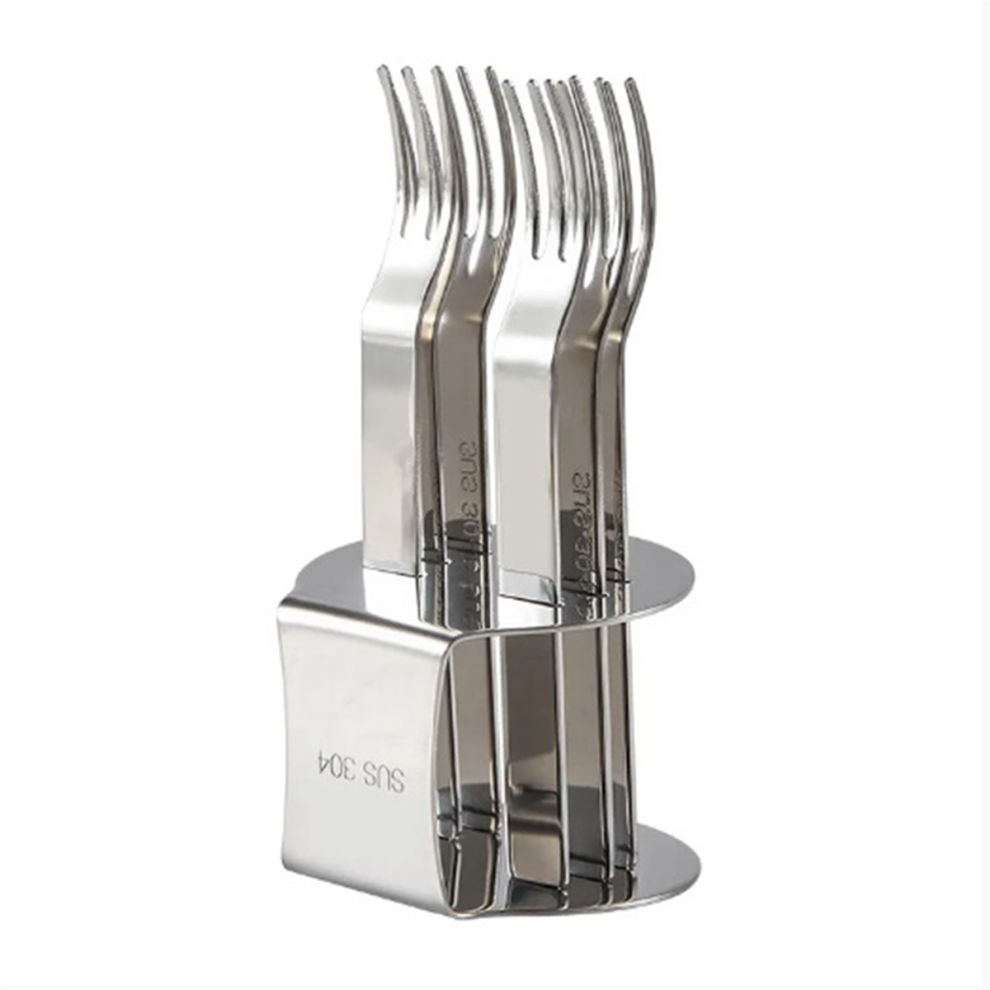 A Fruit Fork with Stand Stainless Steel Coffee Tea Set Cake Dessert Mini Afternoon Party Silver Cutlery