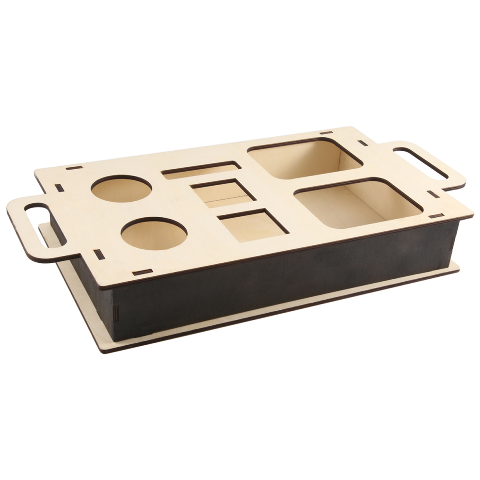 Couch Arm Table Clip-on Sofa Armrest Tray Without 2 Bowls, Portable Wooden Snack with Drink Holders B