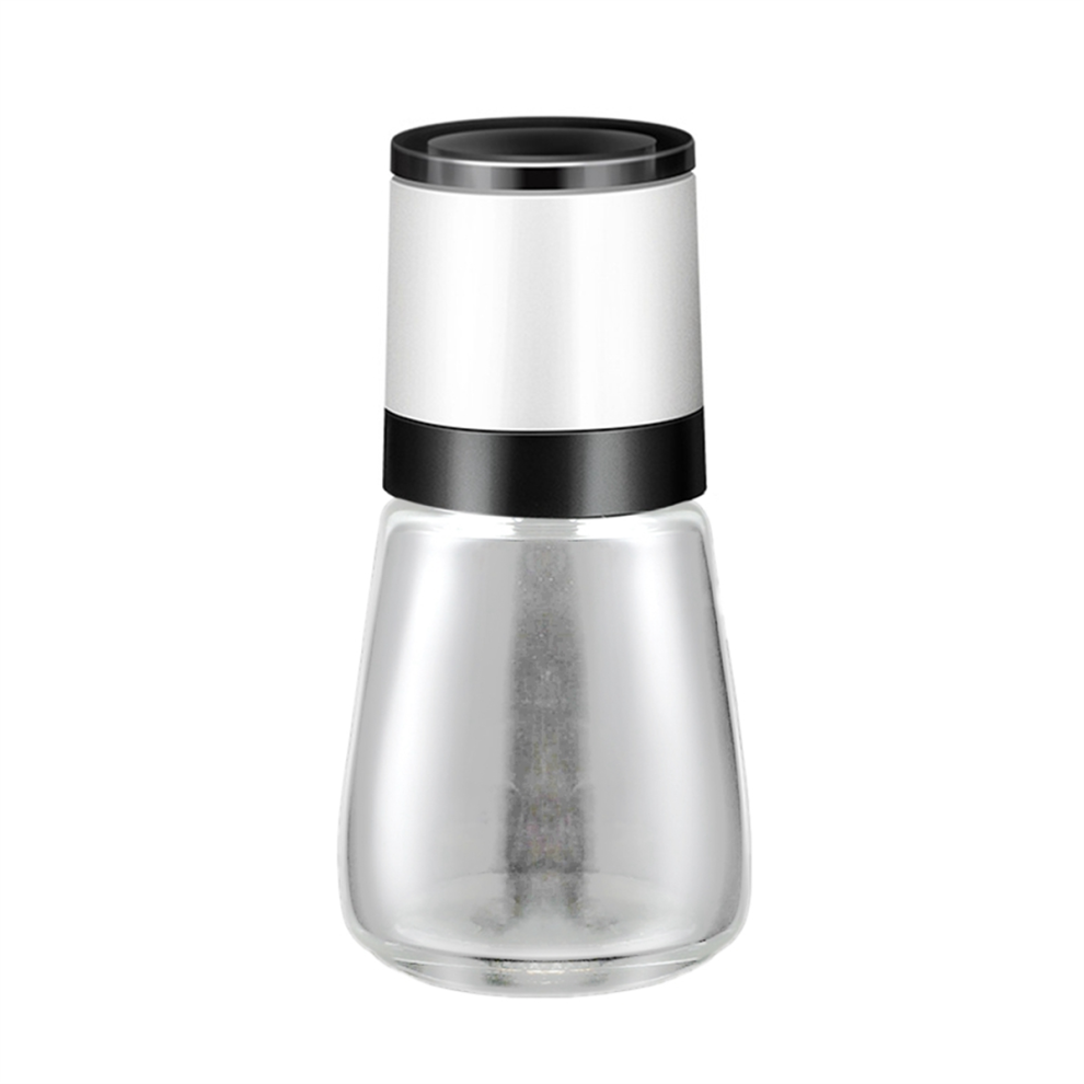Manual Salt Pepper Grinder Transparent Glass Peppercorn Seasoning Bottle Kitchen Gadgets White