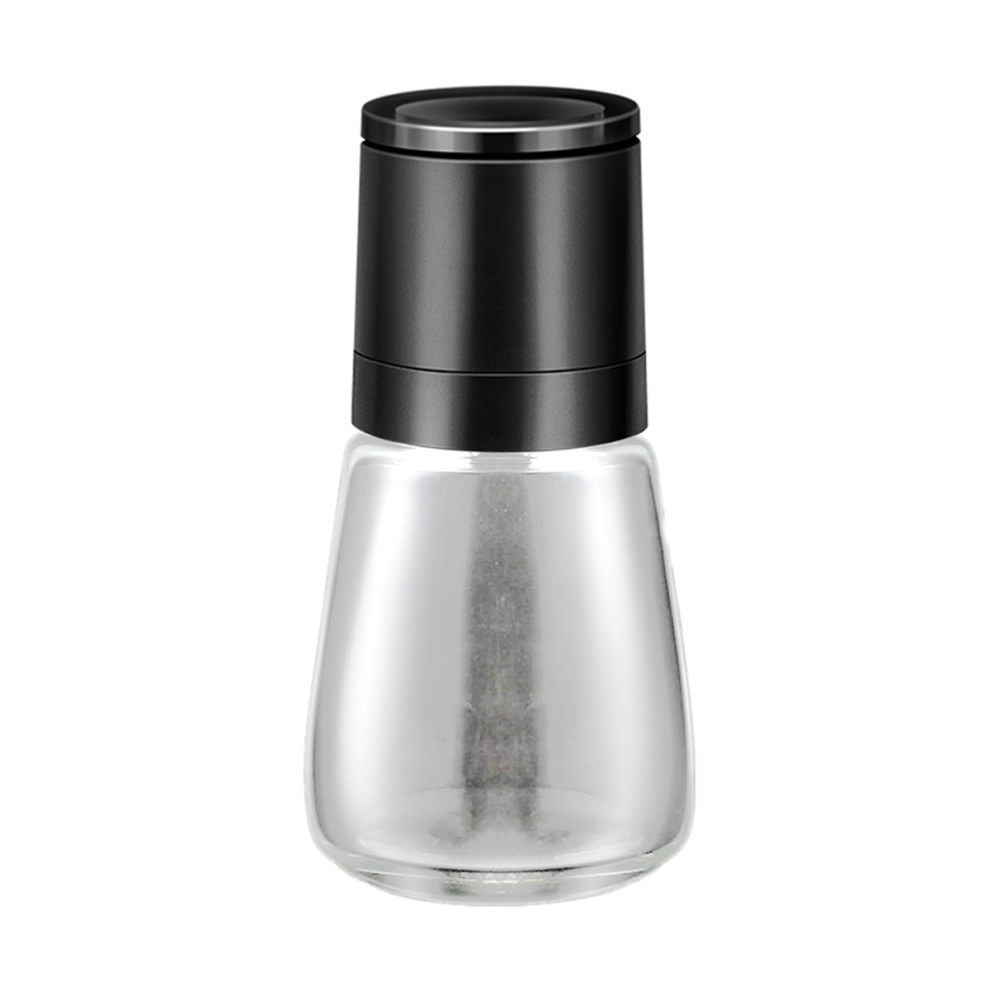 Manual Salt Pepper Grinder Transparent Glass Peppercorn Seasoning Bottle Kitchen Gadgets Black