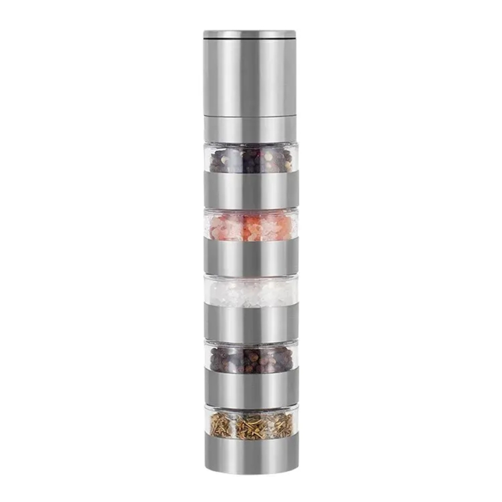 Pepper Grinder, Salt and Ginder, Stainless Steel Spice Multi-Layer Manual Mill, Crusher A
