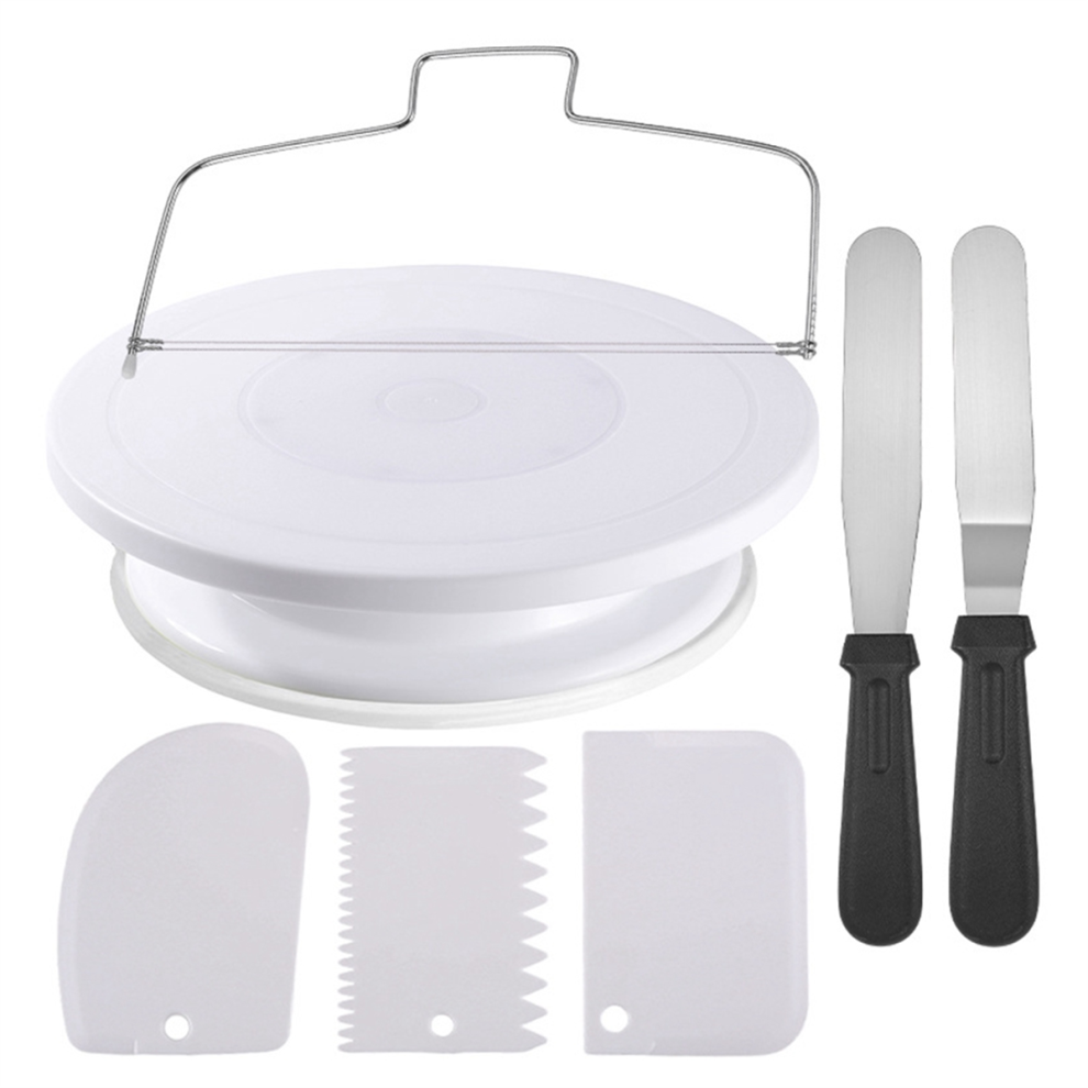 7-Piece Cake Making Tool Kit, Turntable Combination Spatula Baking Set