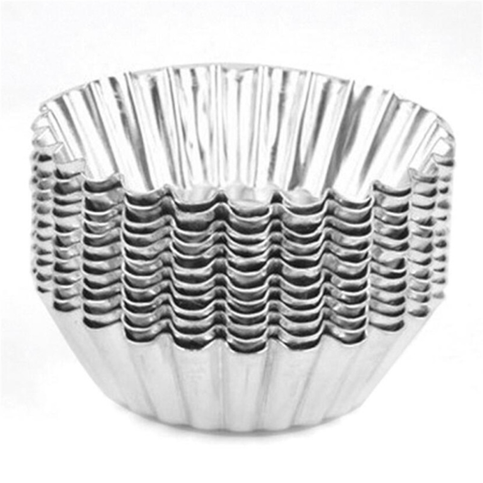 80PCS Silver Tone Aluminum Egg Tart Mold Mould Makers Cupcake Cake Cookie Lined Tin Baking Tool