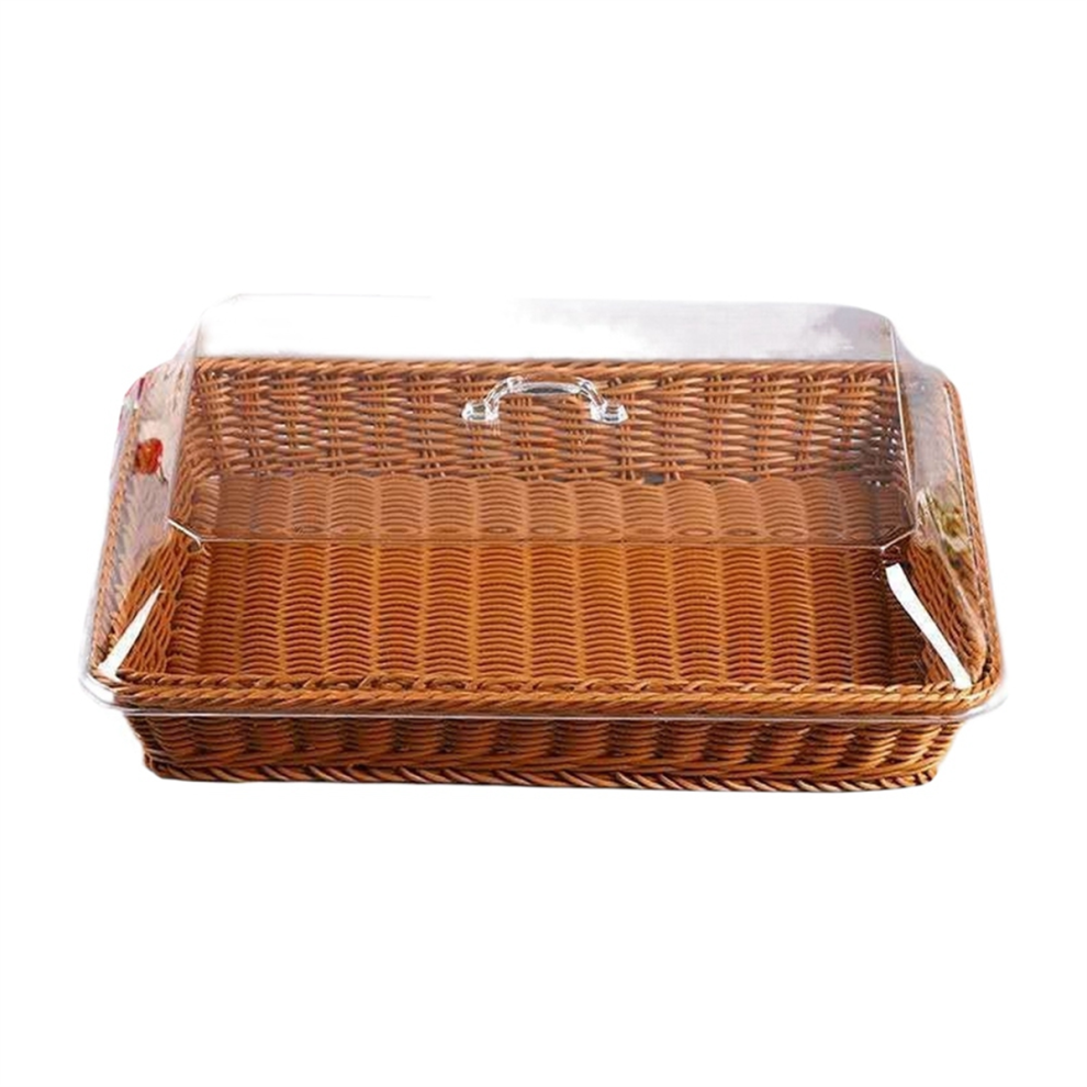 Basket with Lid,Basket Lid for Food,Tabletop Food Serving Basket,Woven Picnic Basket,Bread Brown