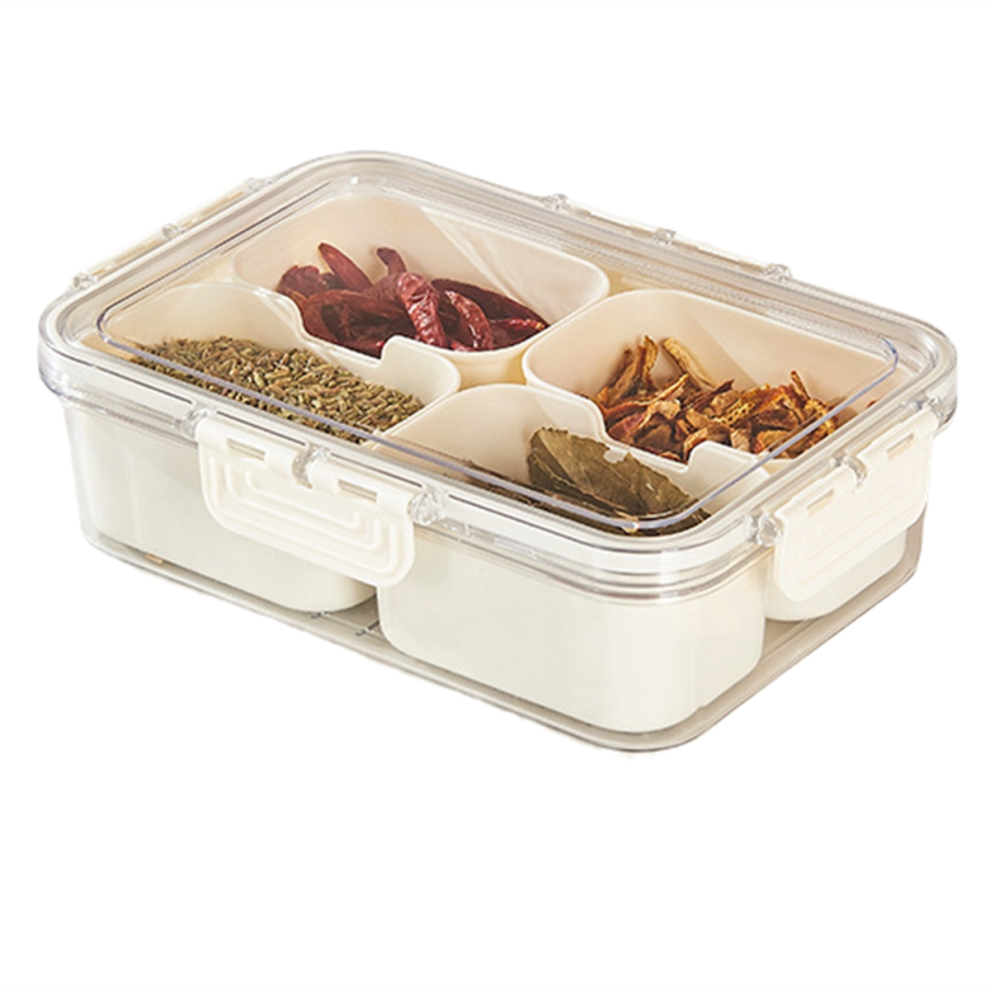 1PC Condiment Jars with Tray Small Dividers Countertop Spice Organizer Kitchen Storage Container for Refrigerator,A