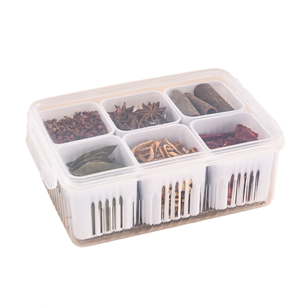 1PC Condiment Jars with Tray Small Dividers Countertop Spice Organizer Kitchen Storage Container for Refrigerator,C