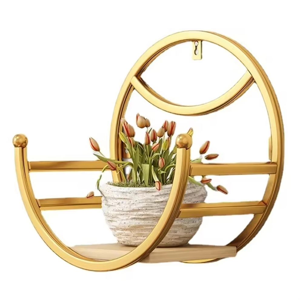 Wrought Iron Balcony Wall-Mounted Flower Stand - Restaurant Wall Rack, Plant Storage Shelves for Living Room