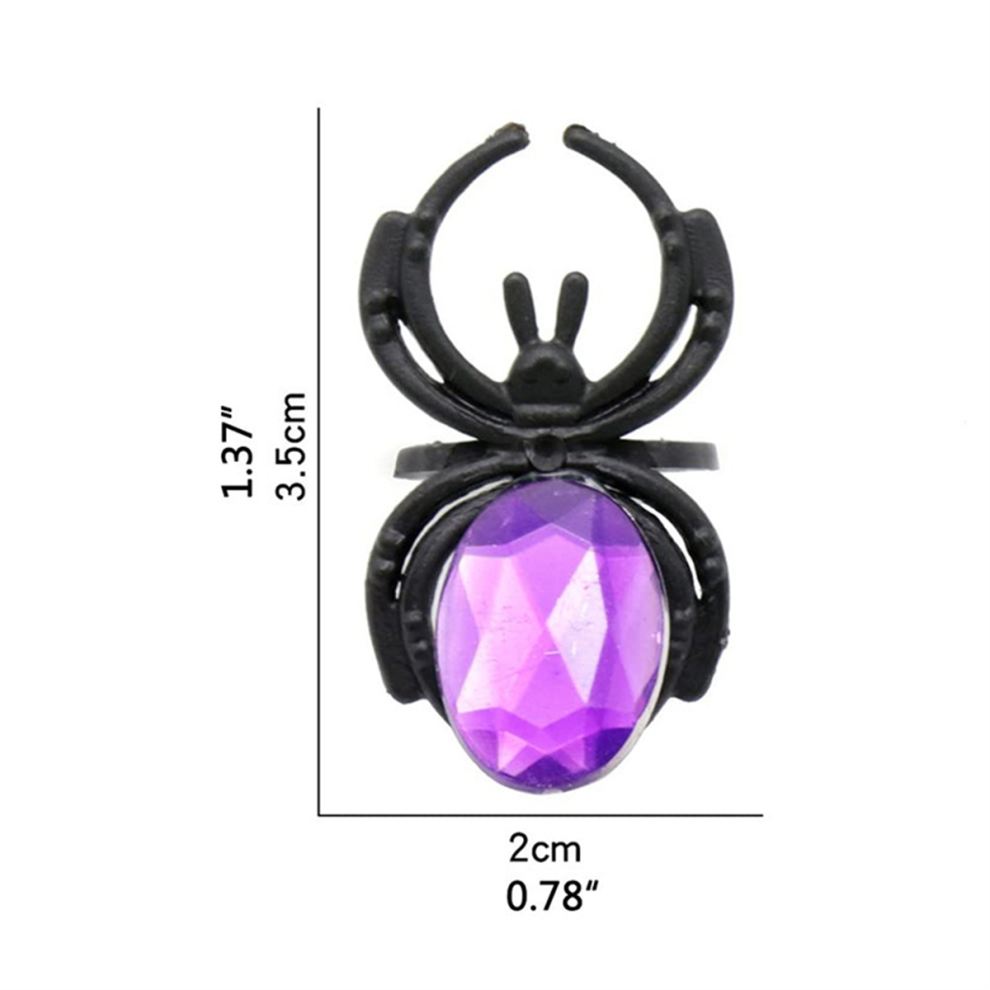 Novel Plastic Jewel Spider Ring for Halloween Toys Random Colors