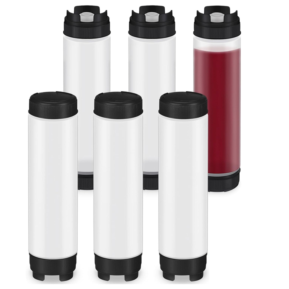 6 Pcs 16 Oz Condiment Squeeze Bottles Inverted Plastic Bottle for Sauces Refillable Tip Large Valve Dispenser