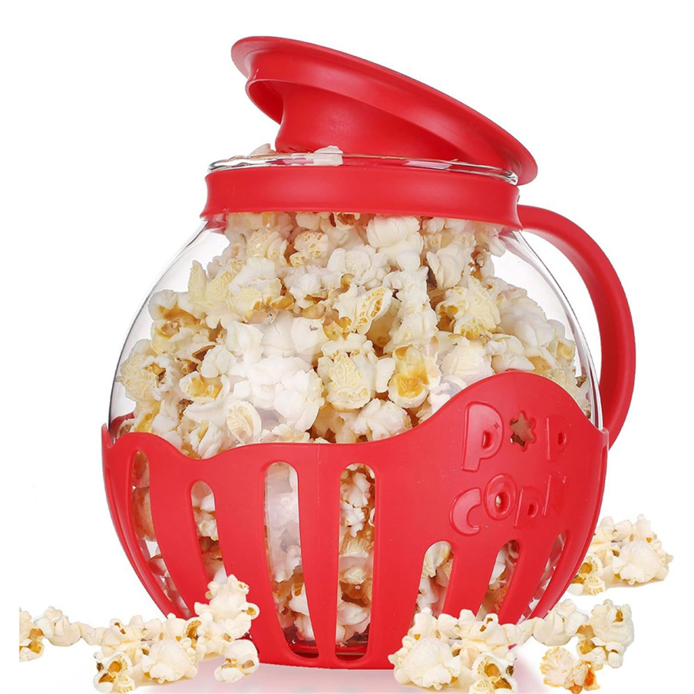 Microwave Popcorn Maker Bucket Bowl Mini Machine Safe Silicone Lid Red