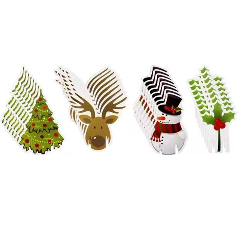 200PCS Wine Cup Card Christmas Decor Santa Hat Glass Xmas Tree Home Decoration 2025 New Year Accessories