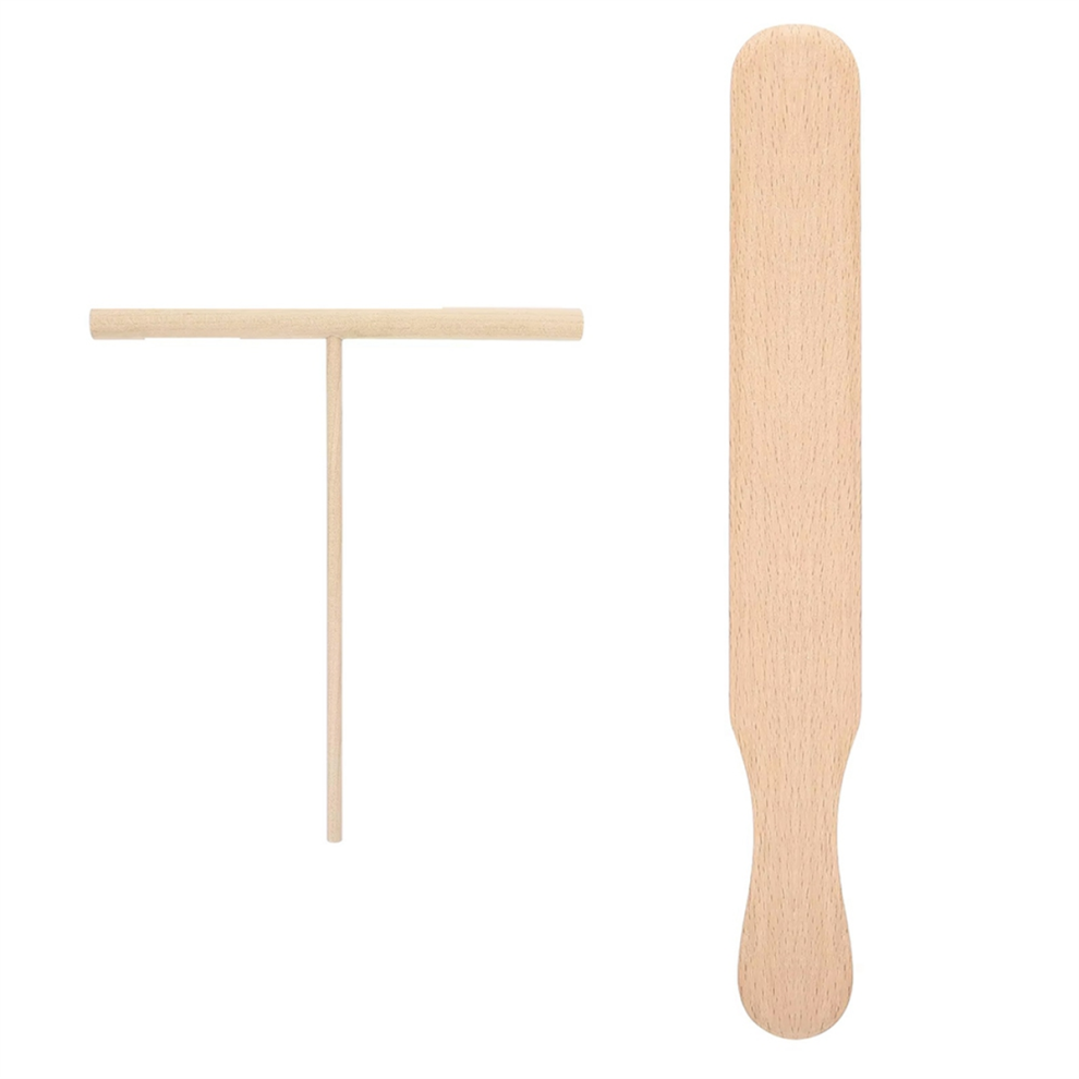 Pancake Spreader Scraper Wooden Utensil Pan Set Baking Cooking Spatula Tool Rake