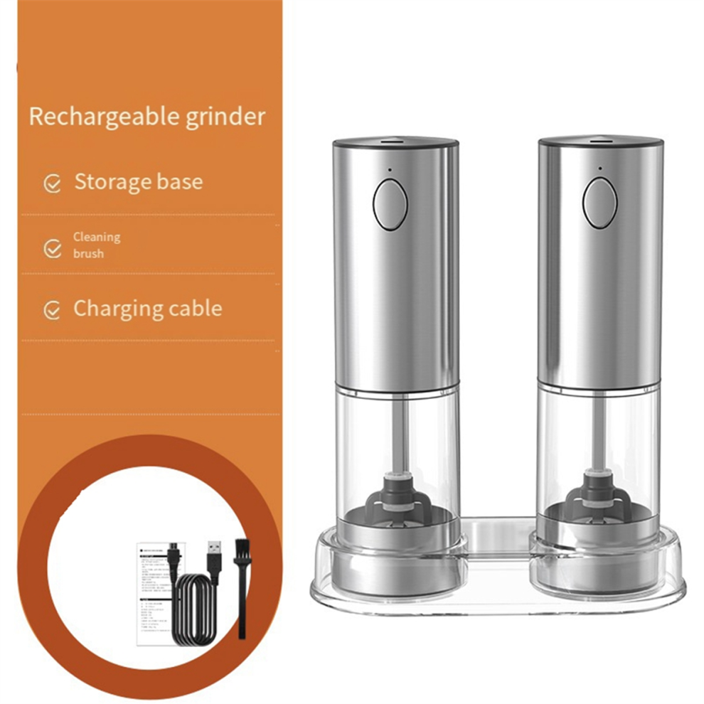 Electric Salt Pepper Grinder Set USB Rechargeable Adjustable Coarse and Fine Spice Kitchen Tools