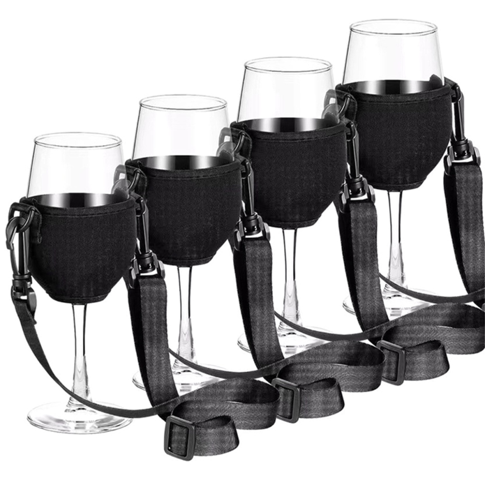4PCS Portable Wine Glass Holder Strap Sling Yoke Support Neck for Birthday Cocktail Tools A