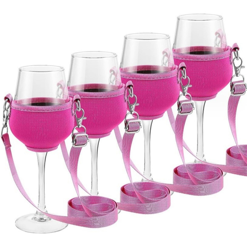 4PCS Portable Wine Glass Holder Strap Sling Yoke Support Neck for Birthday Cocktail Tools C
