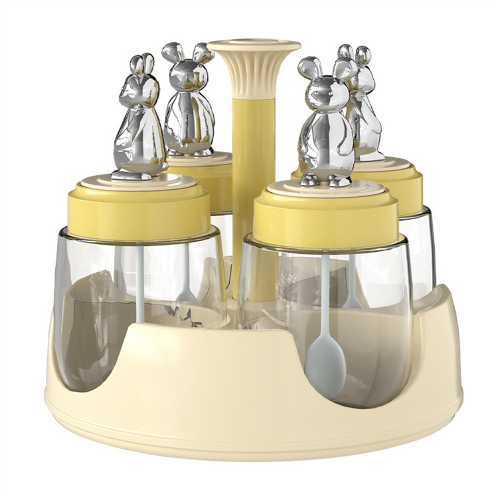 Rotating Spice Jar Household Container Combination Bottle with Lid A