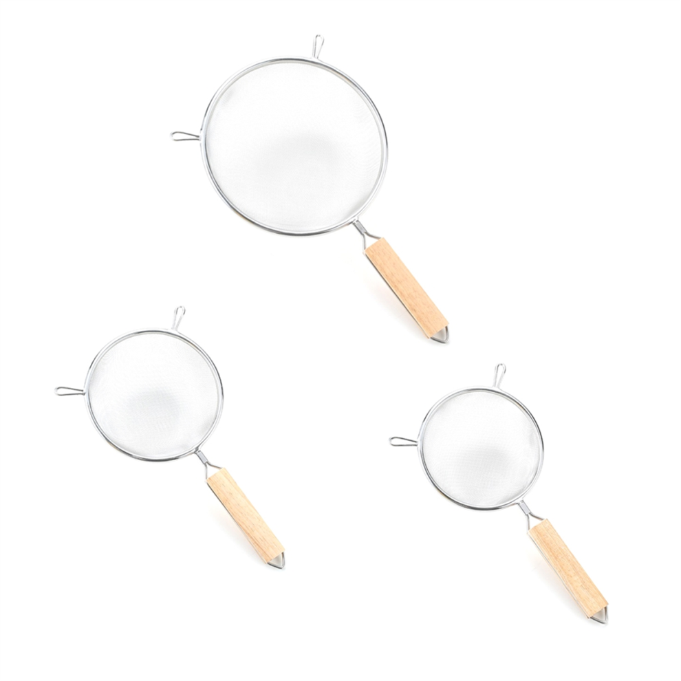 Kitchen Baking Steel Flour Sieve Soybean Milk Juice Filter Screen Oil Spoon Hand-Held Binaural Mesh Net