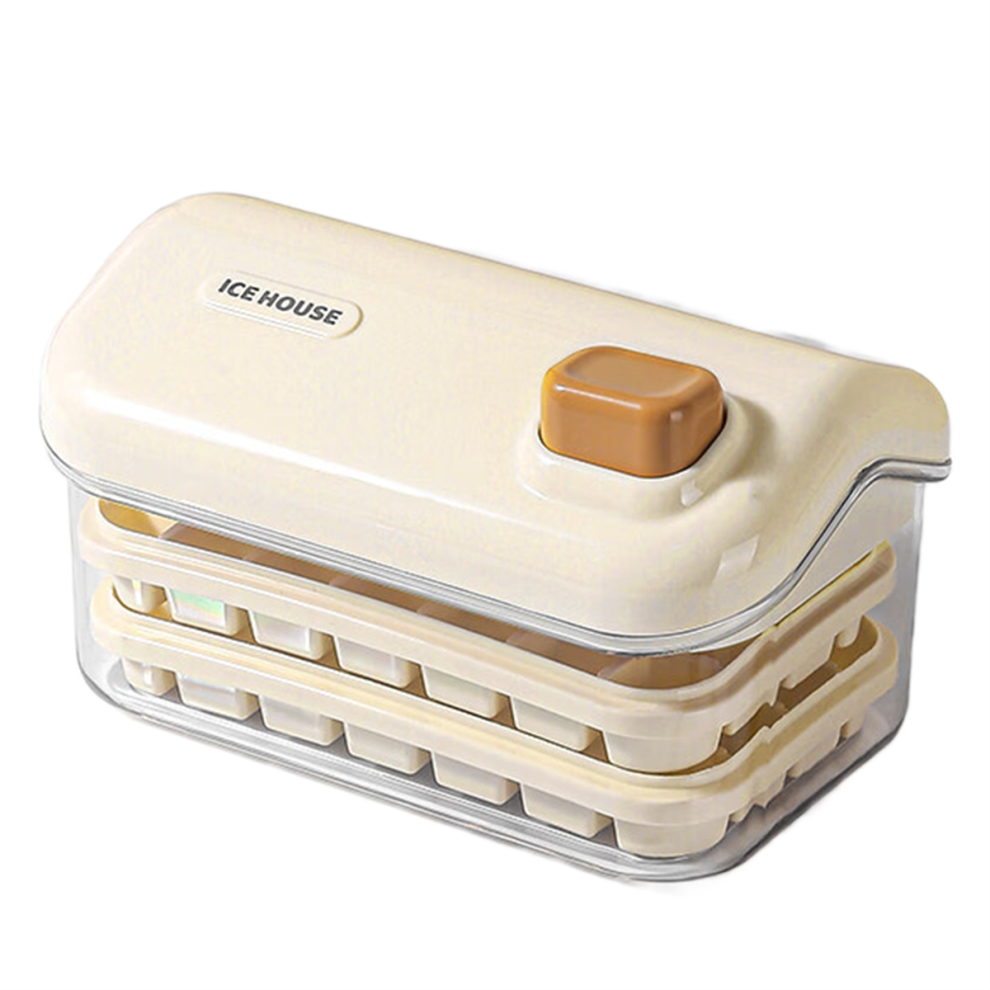 Ice Storage Box Mold Household Maker Large Capacity Refrigerator Homemade Creamy White A