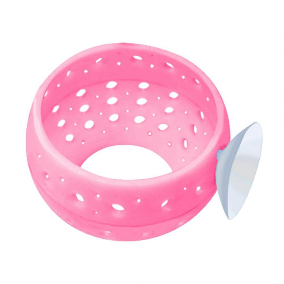 Fish Tank Accessory Small Hole Hollow Cave Plastic Aquarium Decor with Suction Cup for Shrimp Pond Pink