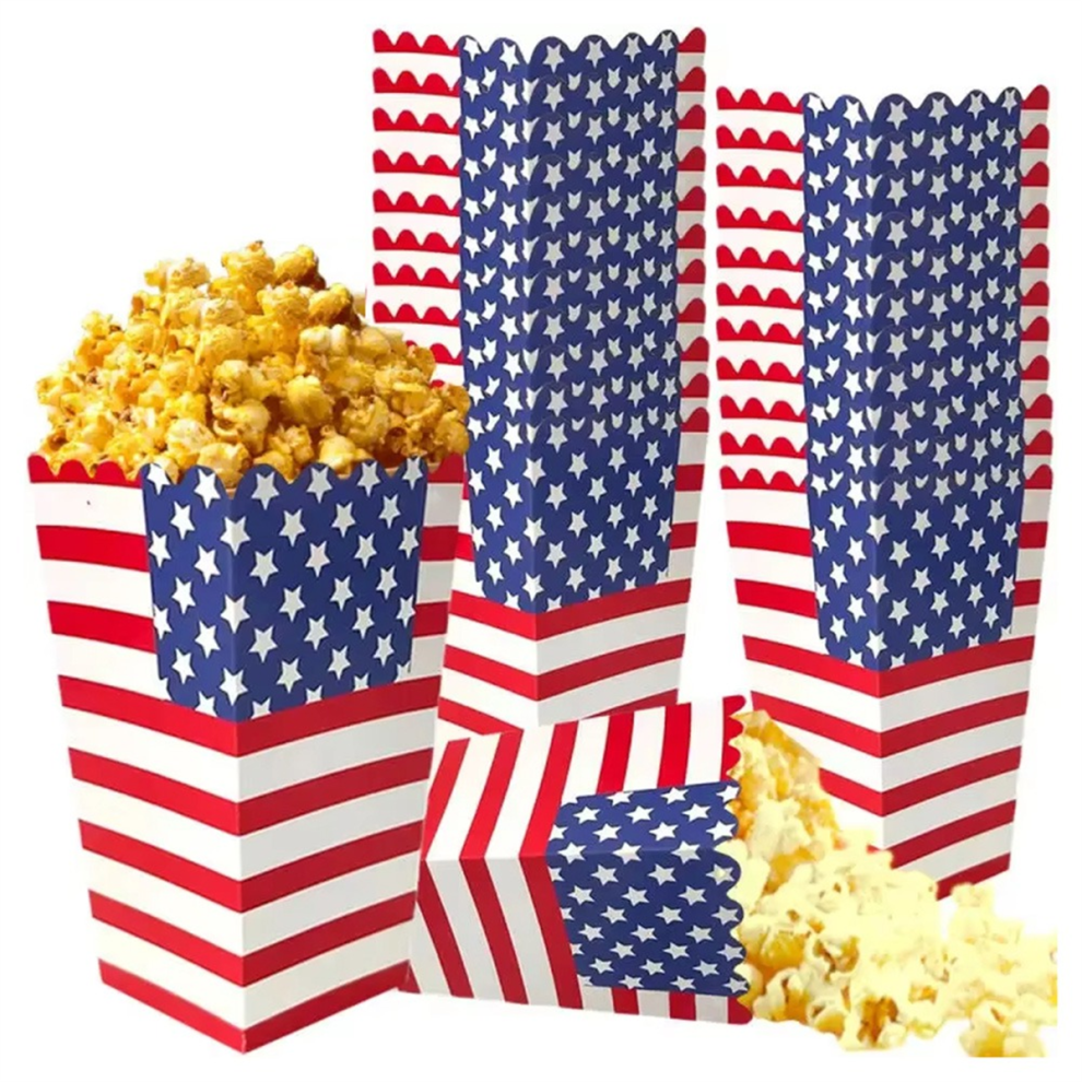 24pcs Independence Day Cookie Bags Candy Treat American Flag Star Stripe Buffet Snack 4th of July Partys A