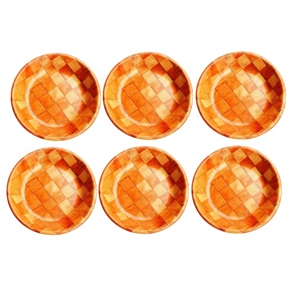 6 Pcs Wooden Salad Bowls 8 Inch Bowl with Square Pattern Design for Food, Fruits,Entertaining & Decorating