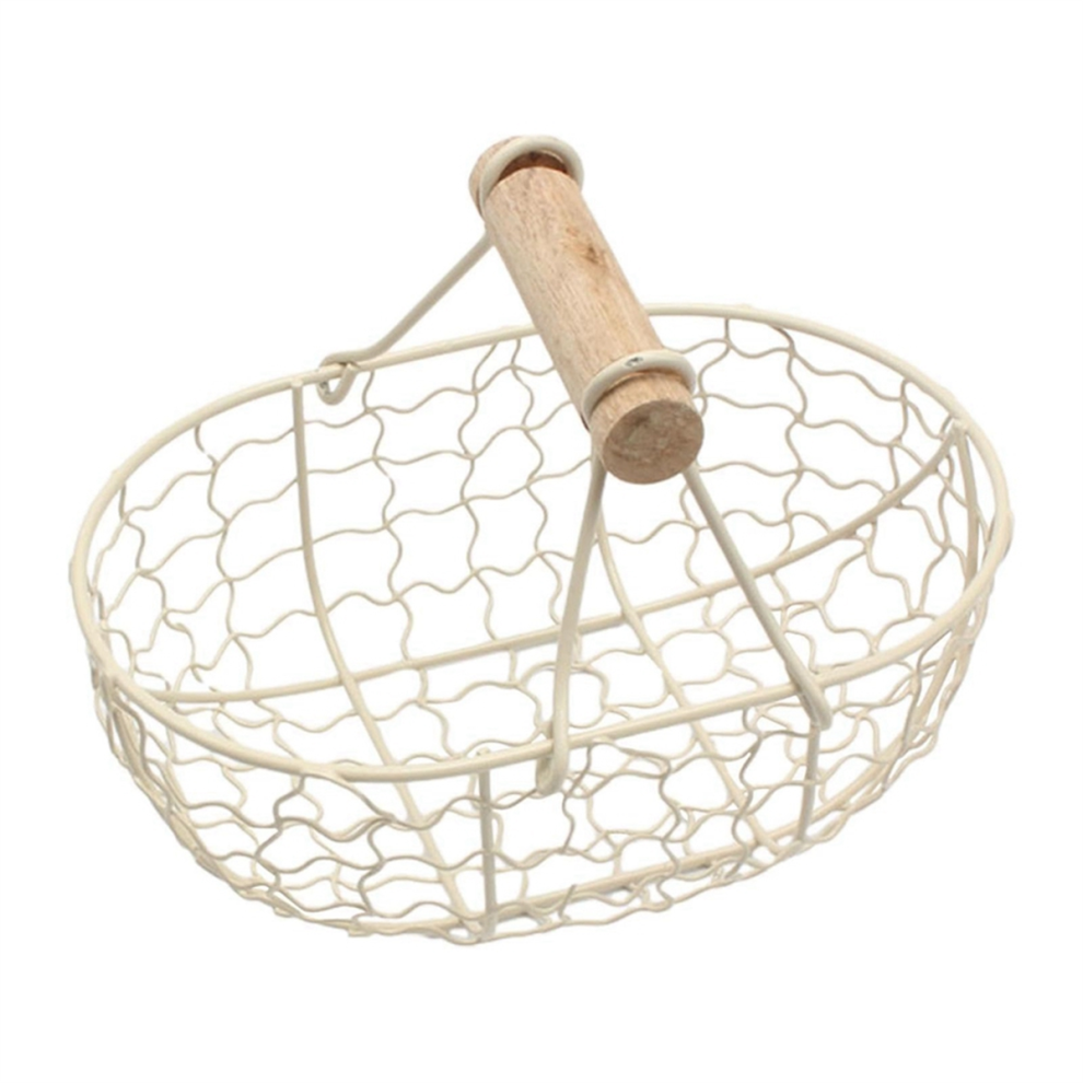 Antique Lattice Handle Wire Egg Basket, Rural Farmhouse Decoration, Kitchen Storage, Used to Store Eggs and Fruits,