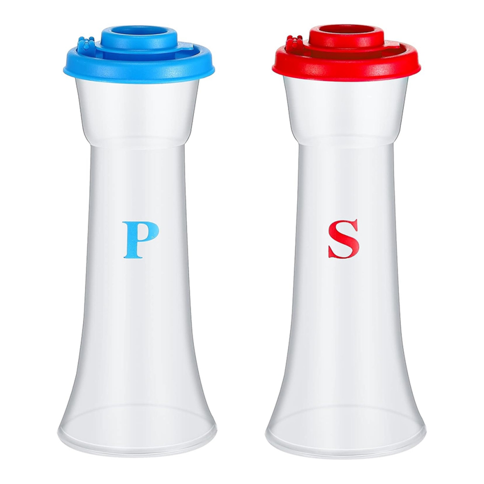 Plastic Salt and Pepper Shakers with Lids Large Hourglass Covered Moisture Proof Shaker Container 2pack