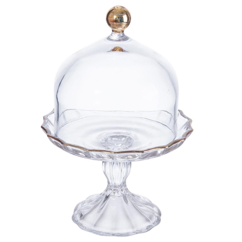 Household Glass Fruit Plate High-End Snacks Dessert Dried Round with Cover Living Room Decoration