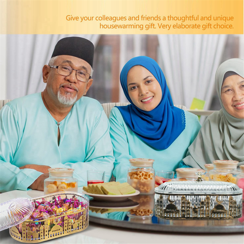 2 Pcs Ramadan Festival Candy Snack Storage Box Eid Jar Food Table Decorations Gold