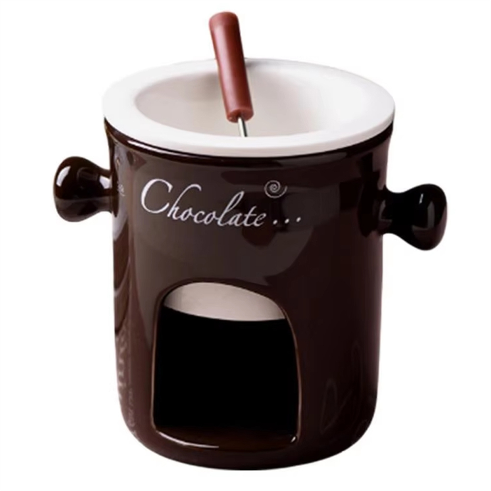 Fondue Mug Ceramic Chocolate Melting Pot Mugs Snack Candy Melter Coffee