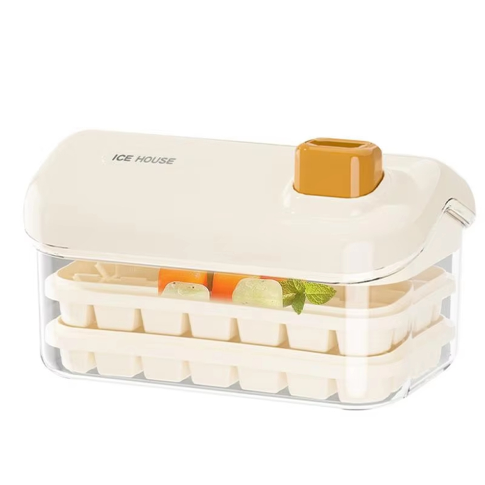 Leak-Free Ice Cake Tray with Lid and Storage Bin - Food-Safe Silicone for Freezer, Ideal Coffee & Drinks