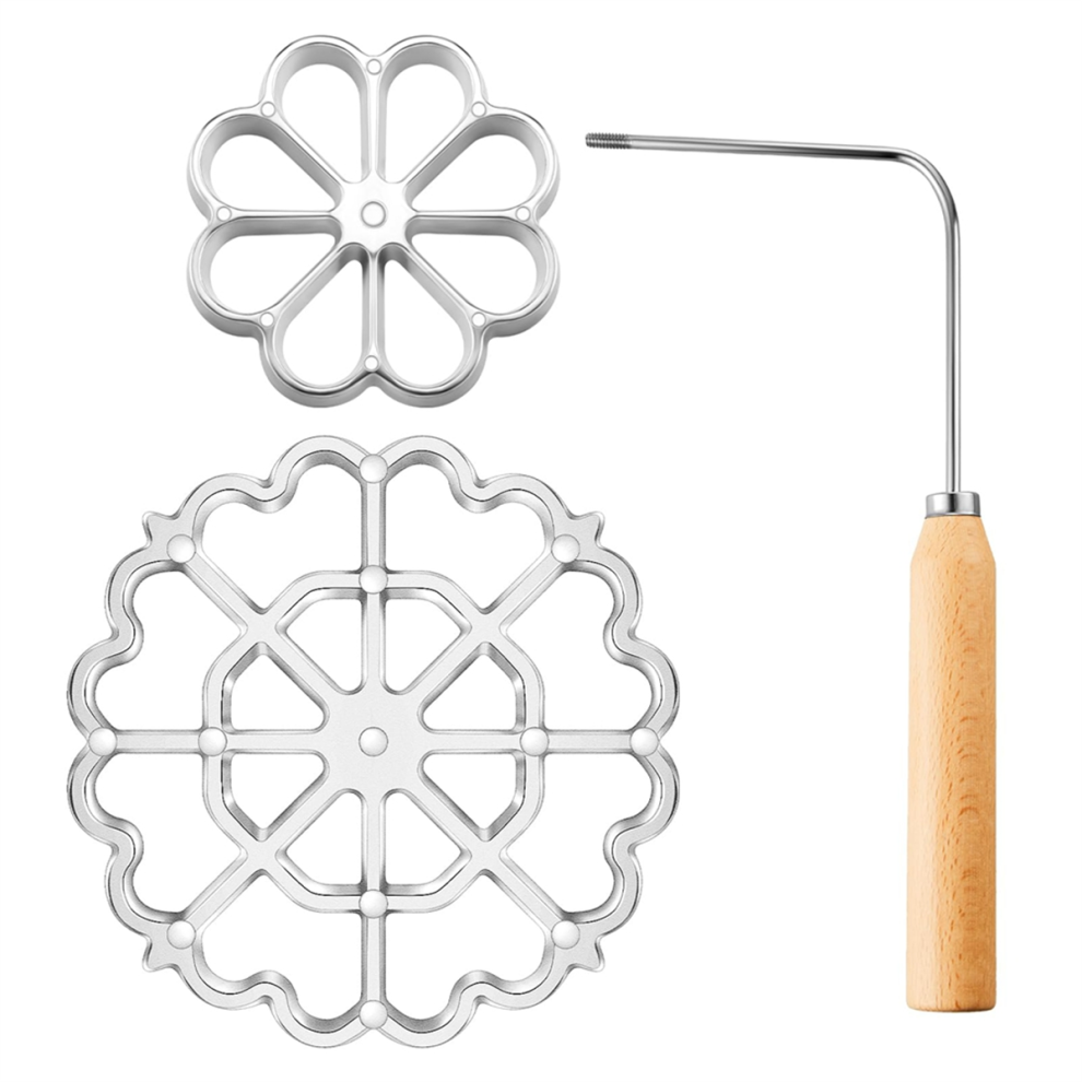 Achappam Mould Bunuelos with Handle Rose Flower Cookies Tool Cast Waffle Set for Kitchen Baking