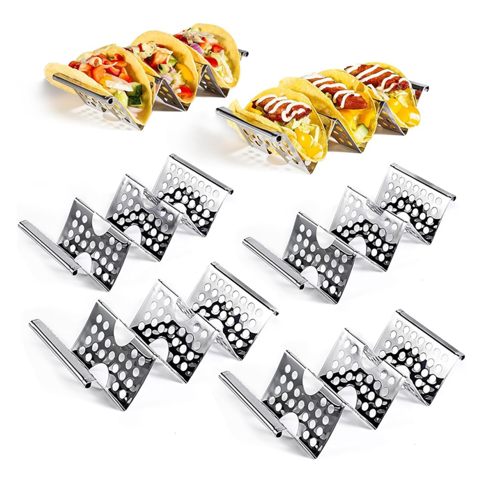 Taco Holders Set of 6, Stainless Steel Holder Stand, Stylish Shell Holders, Each Metal Stands for 3 Tacos