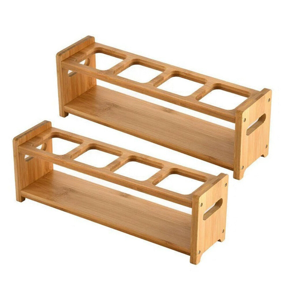 Wooden Oil Bottle Display Stand 4-Hole Kitchen Counter Storage Shelf Multifunctional Rack Anti Slip
